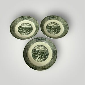Royal USA RYL112 Coupe Soup Bowl 7 1/2" Diameter Green Design Farm‎ Set of 3